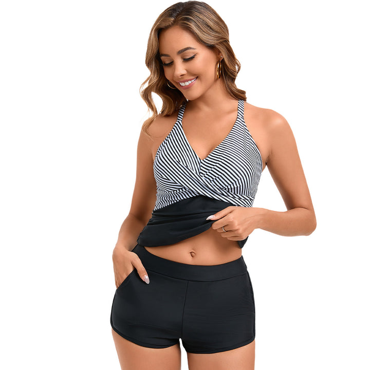 Women Retro Swimsuit with Comfortable Shorts Mune Fashion