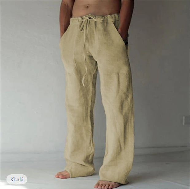 Men's linen pants with a loose fit, drawstring, and side pockets Mune Fashion