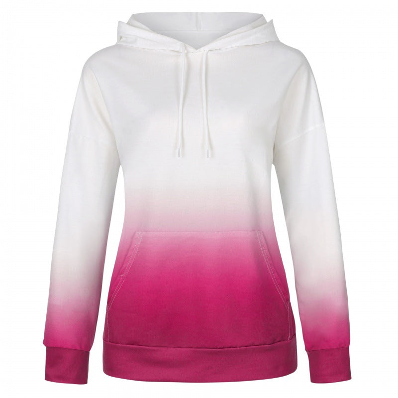 Women Oversized Hoodie with Dip-Dye Gradient and Kangaroo Pocket Mune Fashion