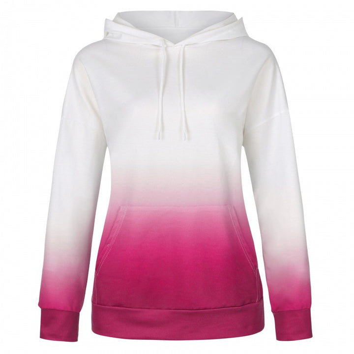 Women Oversized Hoodie with Dip-Dye Gradient and Kangaroo Pocket Mune Fashion