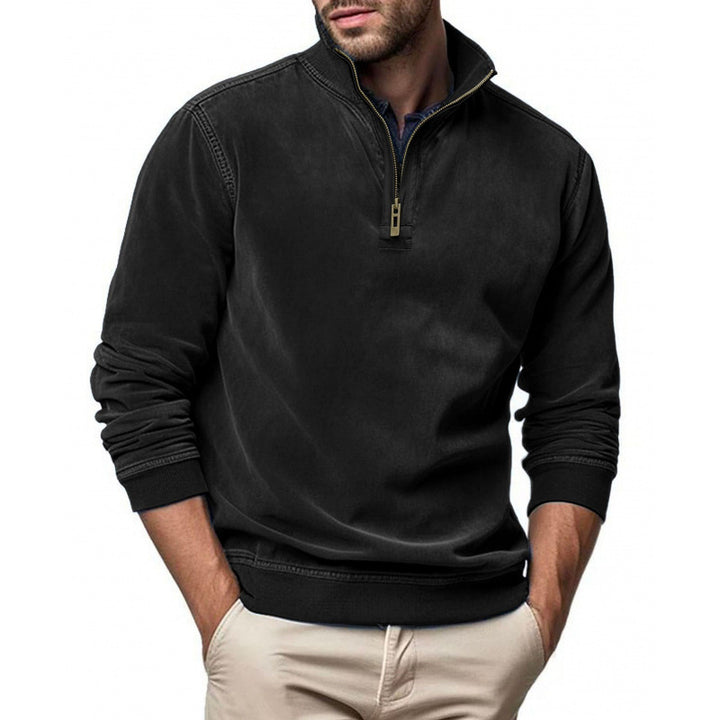 Men's Half-Zip Sweatshirt with Stand-Up Collar and Ribbed Cuffs Mune Fashion