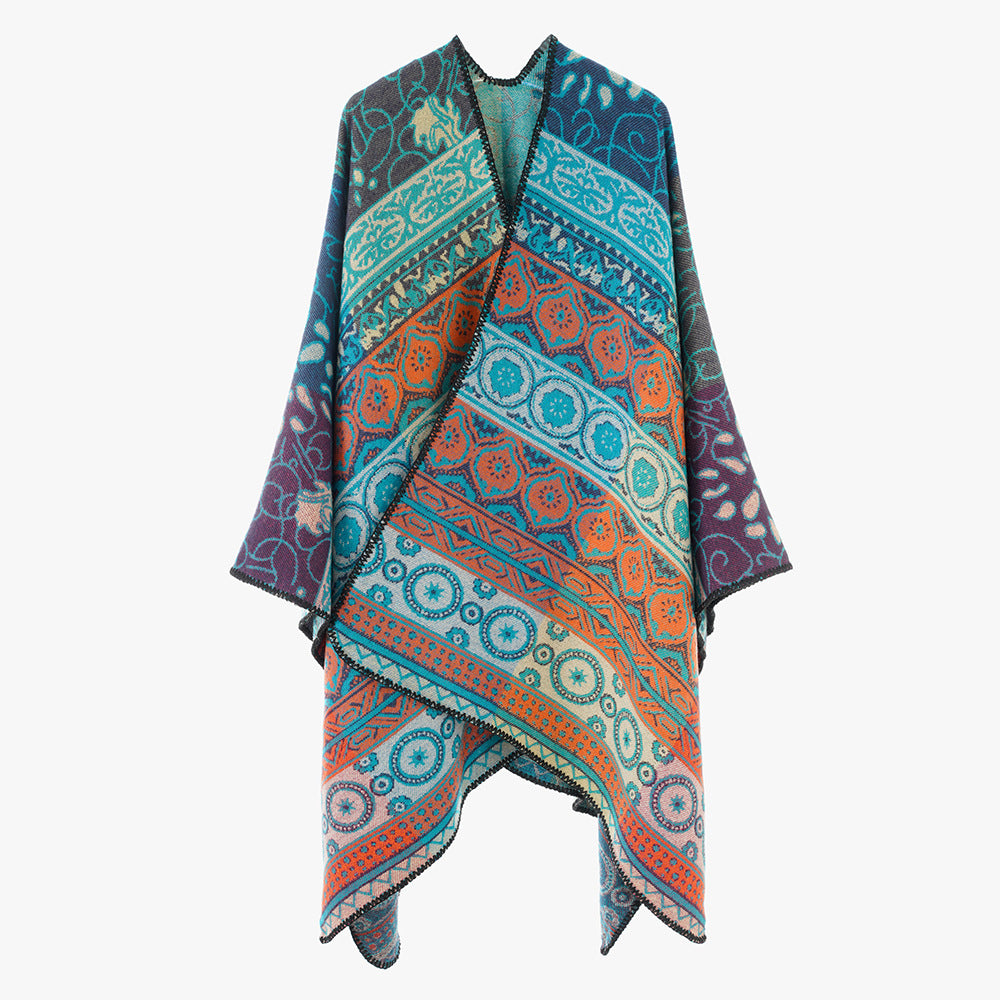 Women's Jacquard Kimono Wrap in Ornament Patchwork Style Mune Fashion