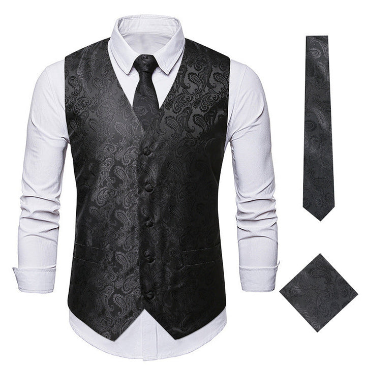 Men's elegant suit vest with elegant paisley pattern and matching accessories Mune Fashion
