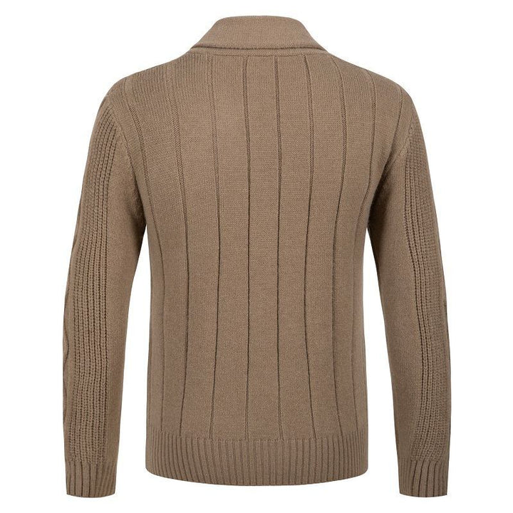 Men's Cable Knit Cardigan with Shawl Collar and Button Placket Mune Fashion