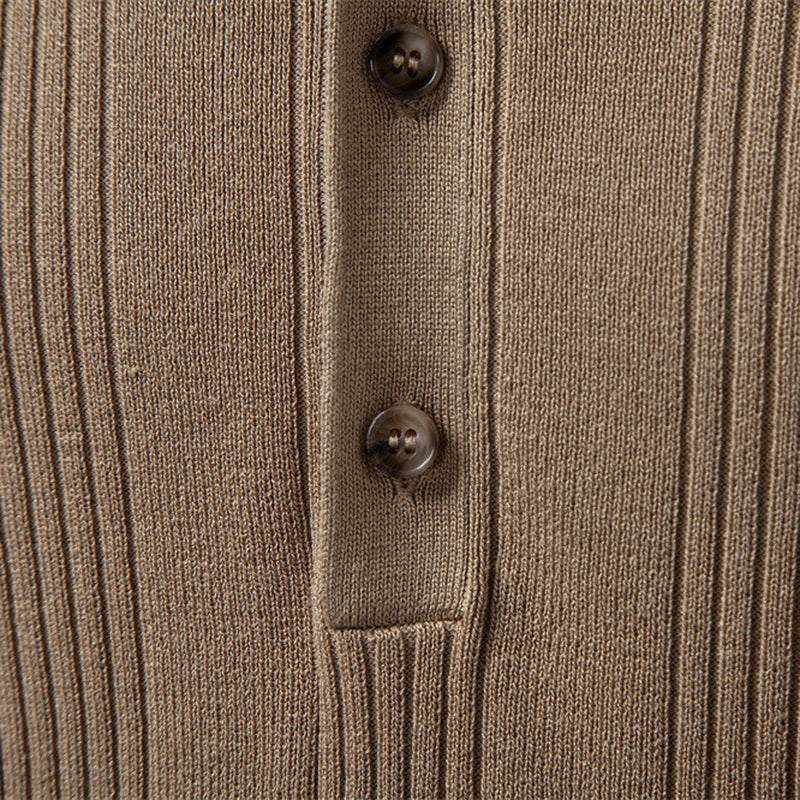 Men's short-sleeved fine knit henley with button placket Mune Fashion
