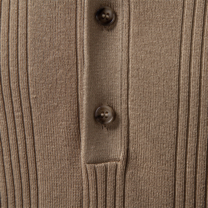 Men's short-sleeved fine knit henley with button placket Mune Fashion