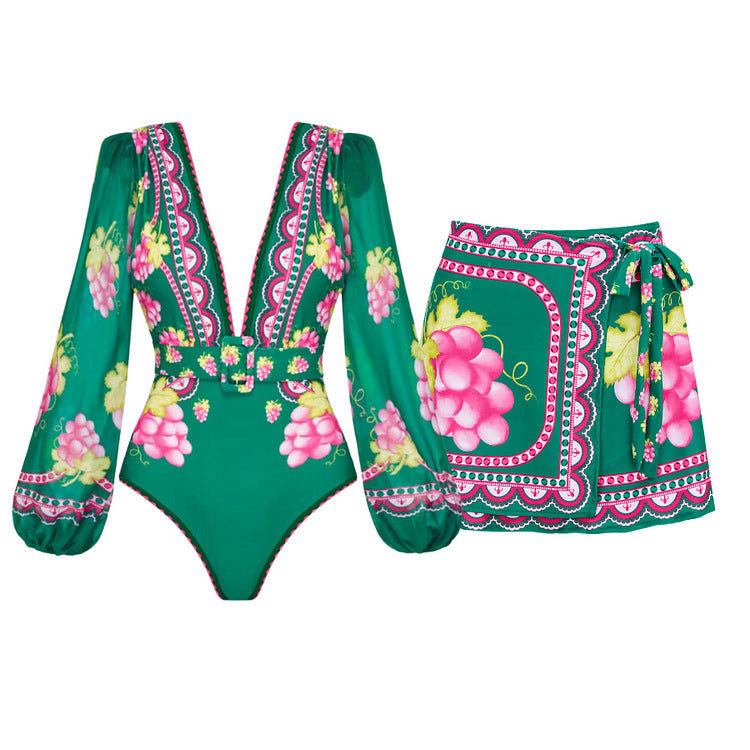Women Stylish Elegant Swimsuit and Skirt Set Mune Fashion