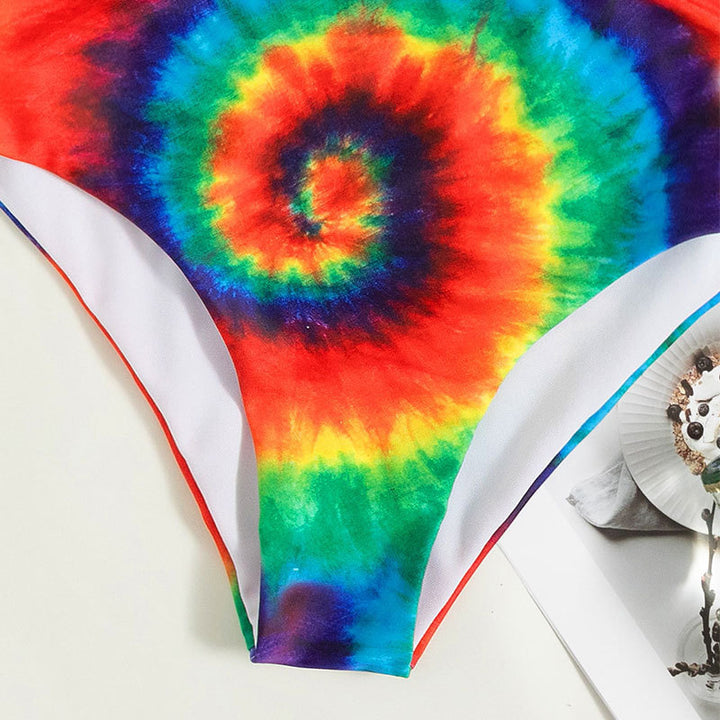 Ladies Two-Piece Swimsuit Set with Colorful Spiral Design Mune Fashion