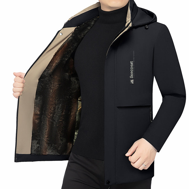Men's padded stand-up collar jacket with water-repellent surface and zippered pockets Mune Fashion