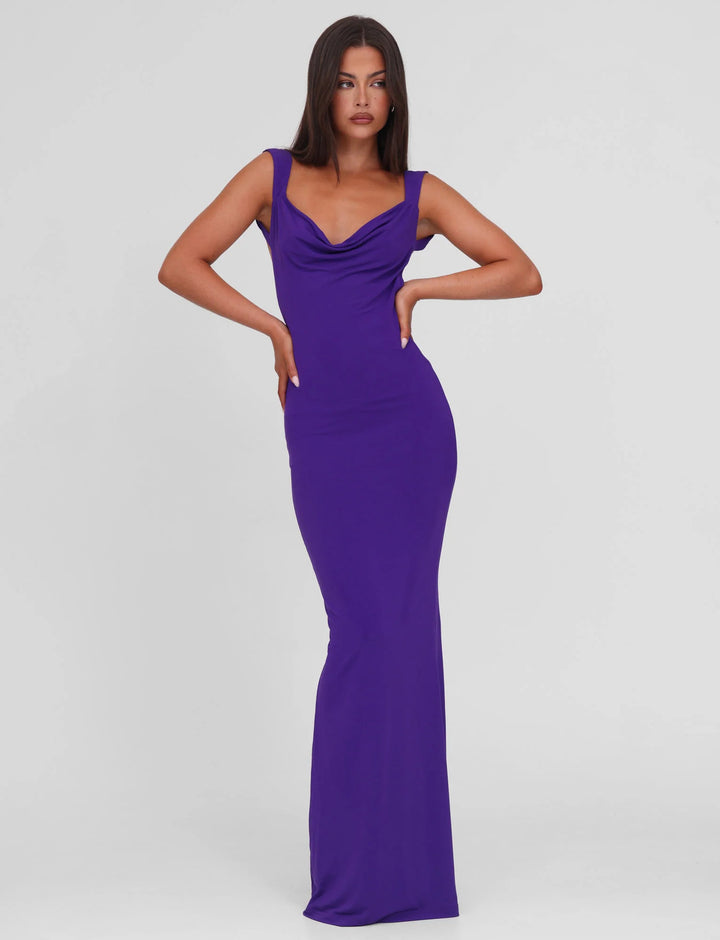 Women's body-hugging evening dress with square neckline and wide straps Mune Fashion
