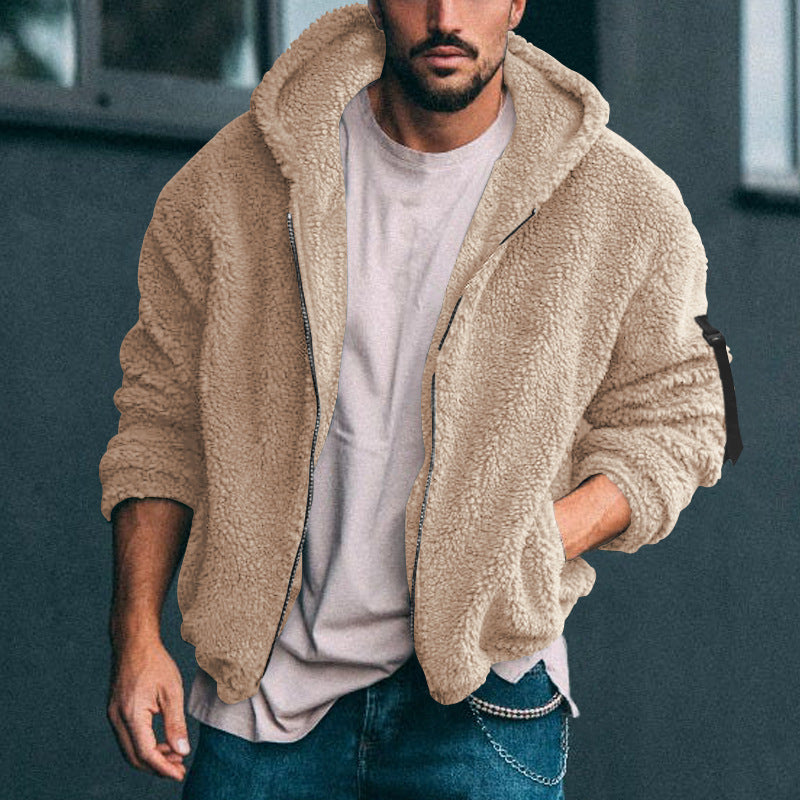 Men's Padded Fleece Hoodie with Teddy Finish, Zipper and Side Pockets Mune Fashion