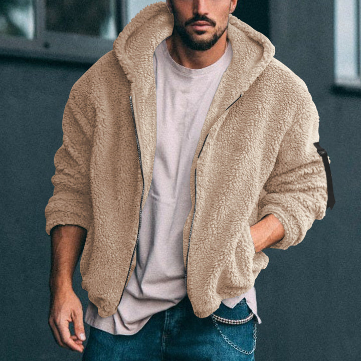 Men's Padded Fleece Hoodie with Teddy Finish, Zipper and Side Pockets Mune Fashion