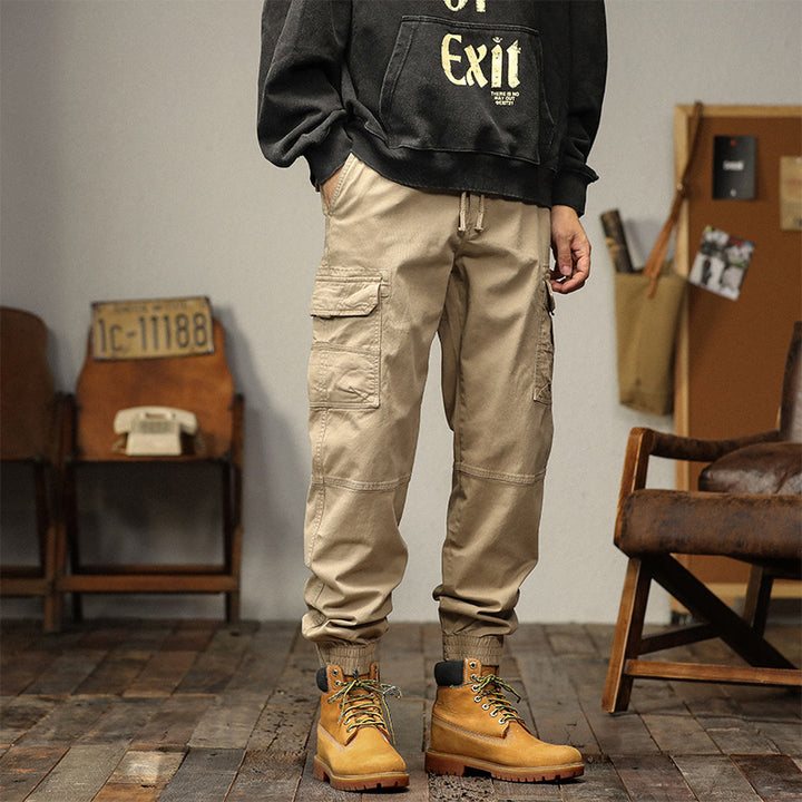 Men's Multifunctional Cargo Jogger Pants with Drawstring Waistband, Knee Patches, and Organizer Pockets Mune Fashion