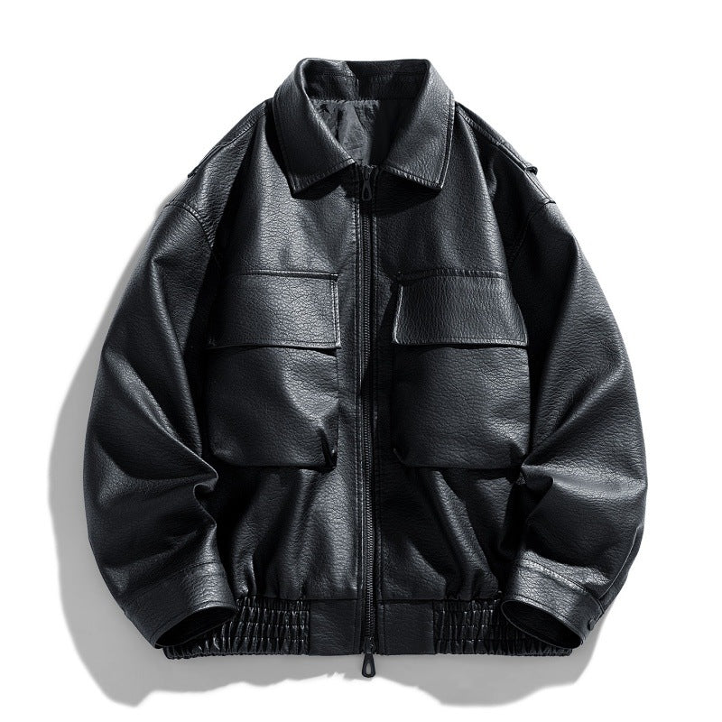 Men's Casual Faux Leather Jacket with Practical Pockets Mune Fashion