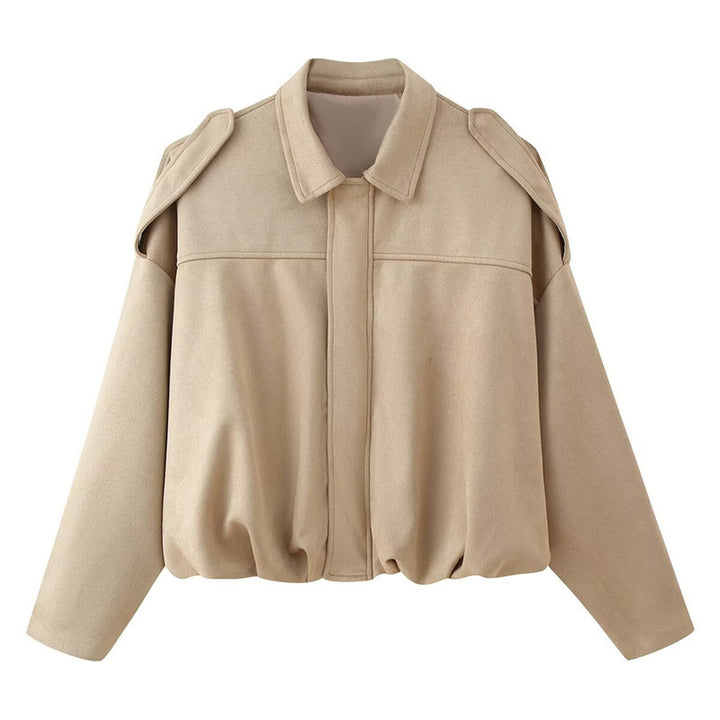 Women Cropped Oversized Blouson Jacket with Shoulder Flaps Mune Fashion