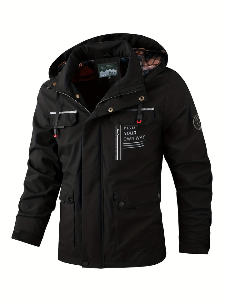 Men's light softshell parka with water-repellent coating, hood and multifunctional pockets Mune Fashion