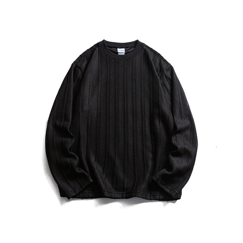Unisex fine structure round neck pullover with vertical rib look and relaxed fit Mune Fashion