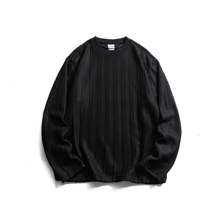 Unisex fine structure round neck pullover with vertical rib look and relaxed fit Mune Fashion