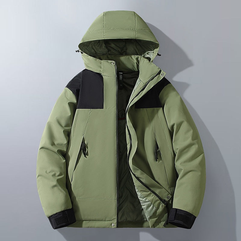 Men's Water-Repellent Winter Parka with Hood, Thermal Insulation and Contrasting Shoulder Panels Mune Fashion