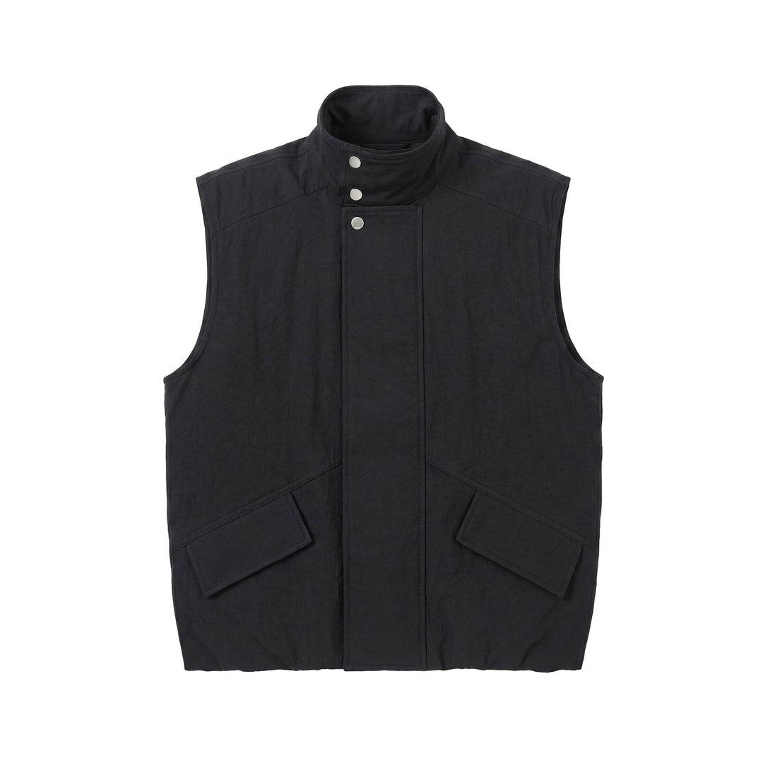 Men's Utility Vest with Stand-up Collar and Flap Pockets Mune Fashion