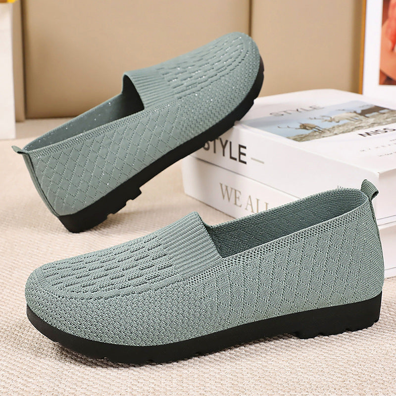 Women's hand-knitted casual slipper with breathable sock shoe, memory comfort insole, and non-slip profile sole Mune Fashion