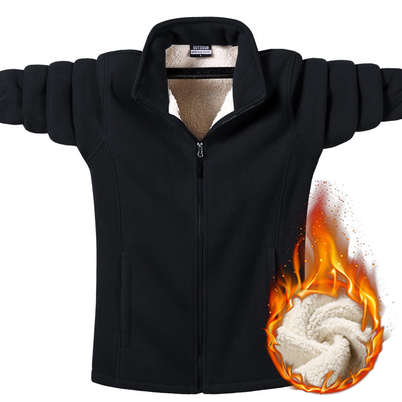 Women's fleece jacket with teddy lining, full-length zipper and high stand-up collar Mune Fashion