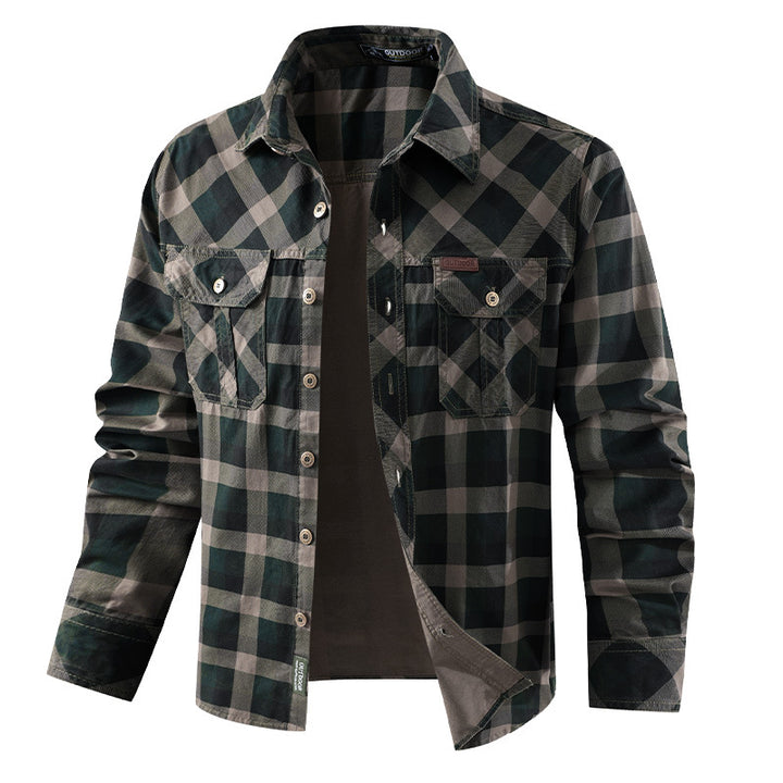 Men's Checked Long Sleeve Flannel Shirt Mune Fashion