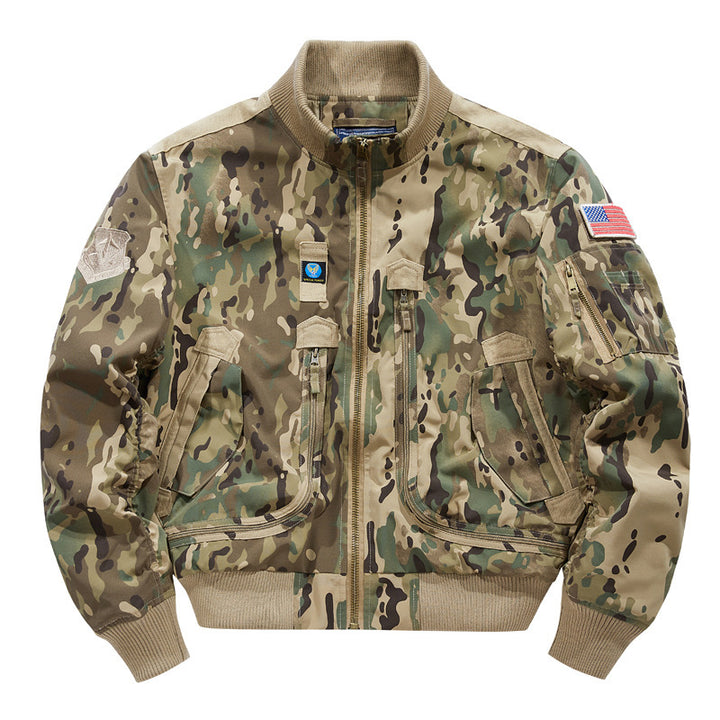 Men's bomber jacket in pilot style with tactical multiple pockets and patch details Mune Fashion