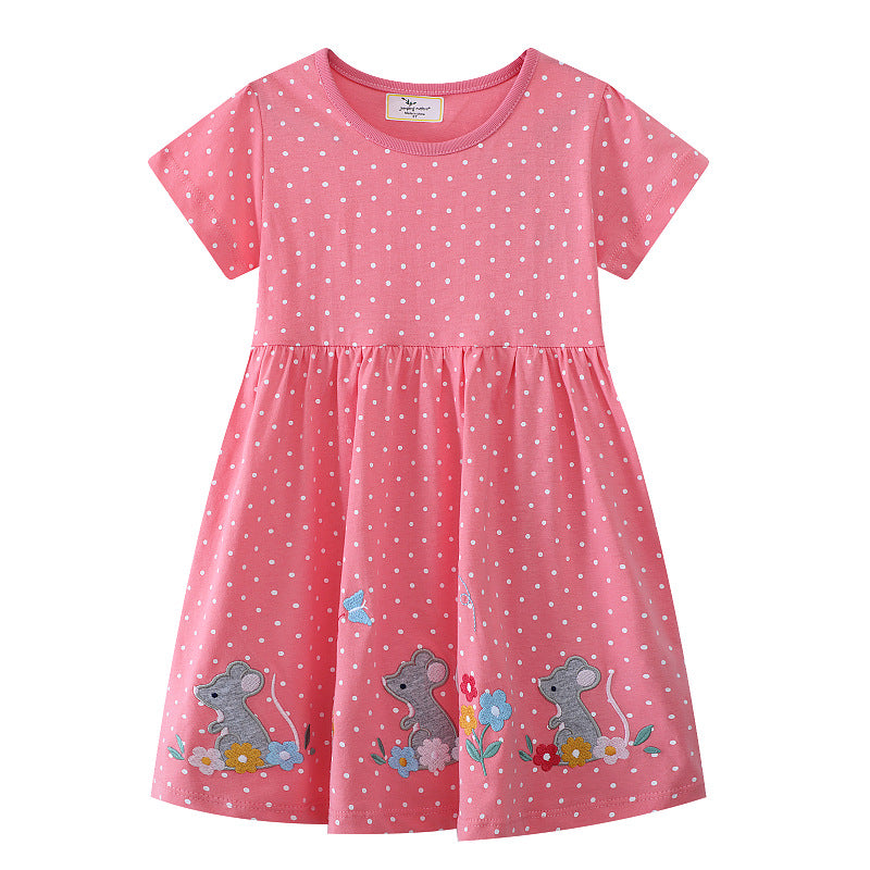 Girl dress with funny mouse motif and dots Mune Fashion
