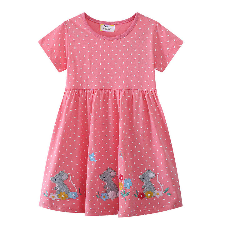 Girl dress with funny mouse motif and dots Mune Fashion