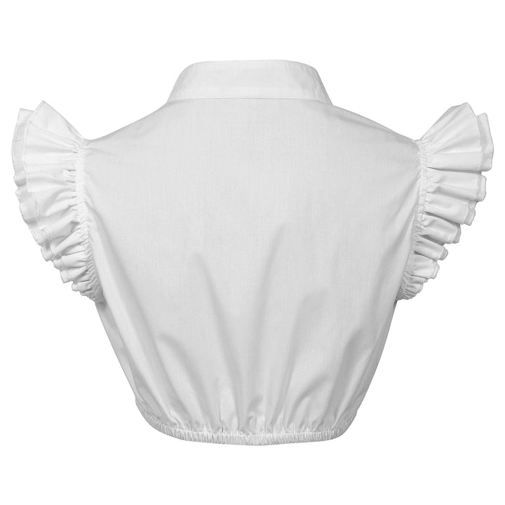 Women's short-cut blouse with stand-up collar V-neck and flared sleeves Mune Fashion