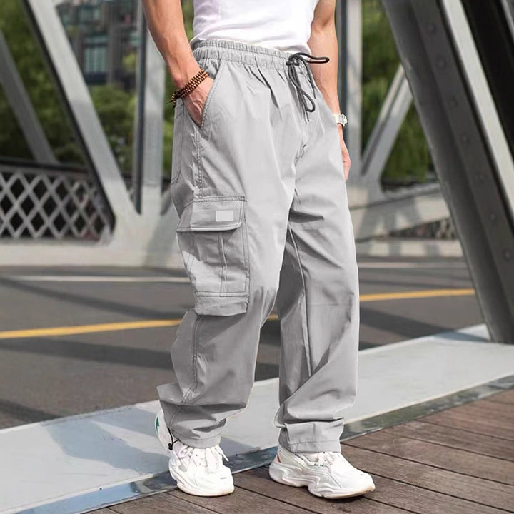 Men's Casual Cargo Pants with Elastic Waistband and Multifunctional Pockets Mune Fashion