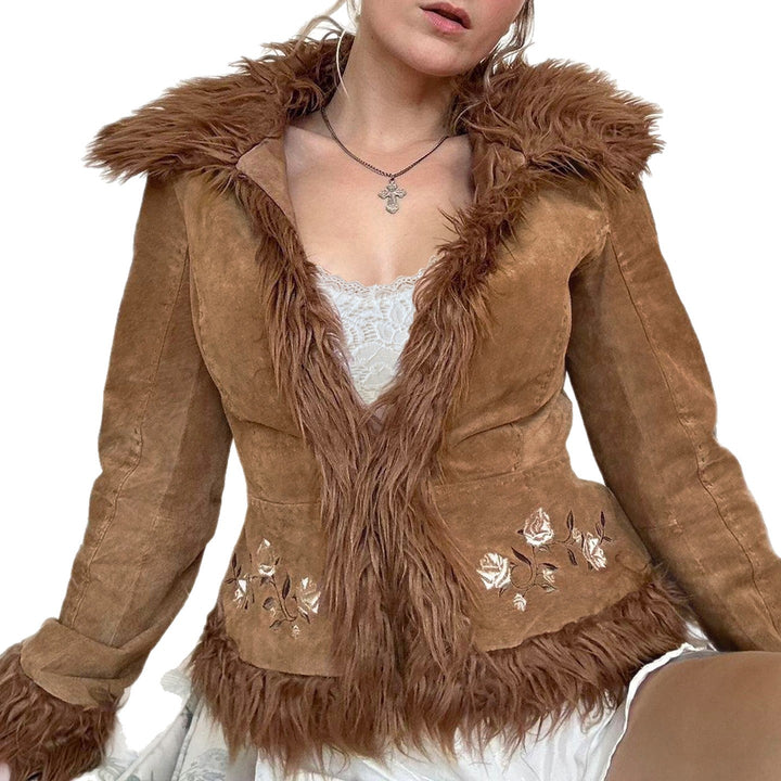 Women's printed bomber jacket with hood and faux fur collar, elastic cuffs and full zip Mune Fashion