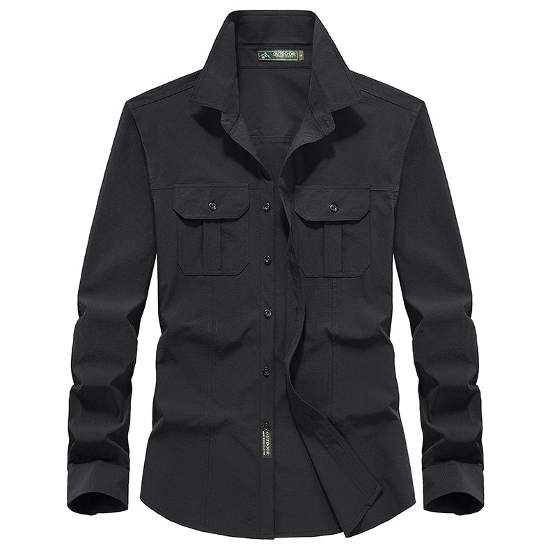 Men's Outdoor Shirt with Chest Pockets, Ripstop Fabric and Regular Fit Mune Fashion