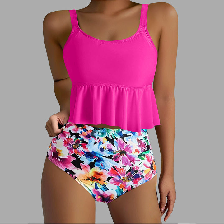 Women's Tankini Set with Flowing Top and High Waist Mune Fashion