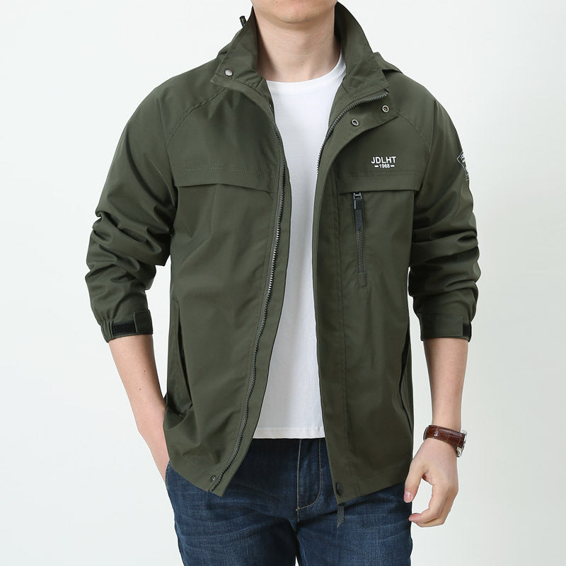 Men's Lightweight Softshell Hoodie Jacket with Hood, water-repellent Shell and Multifunctional Pockets Mune Fashion