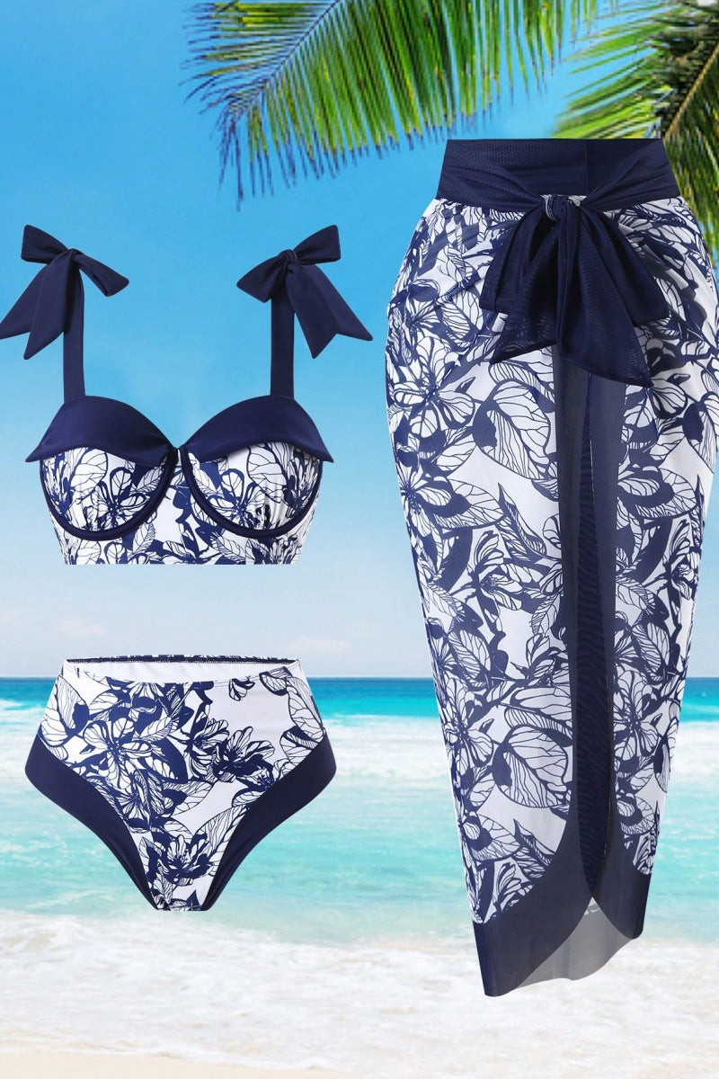 Women's bikini set with floral skirt over the swim shorts Mune Fashion