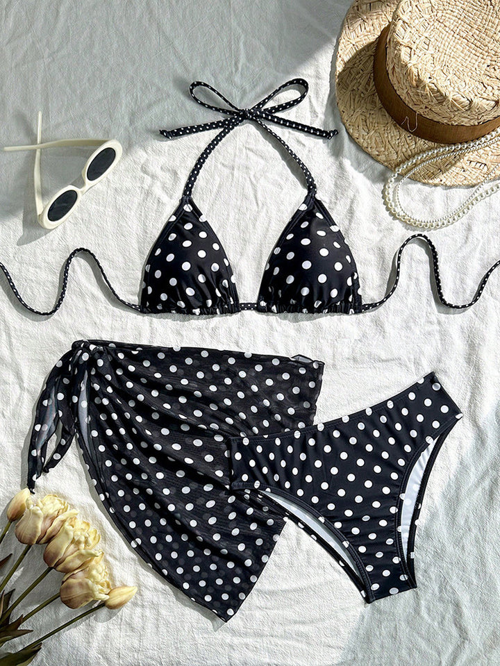 Women Triangle Bikini with elegant Wrap Skirt Mune Fashion