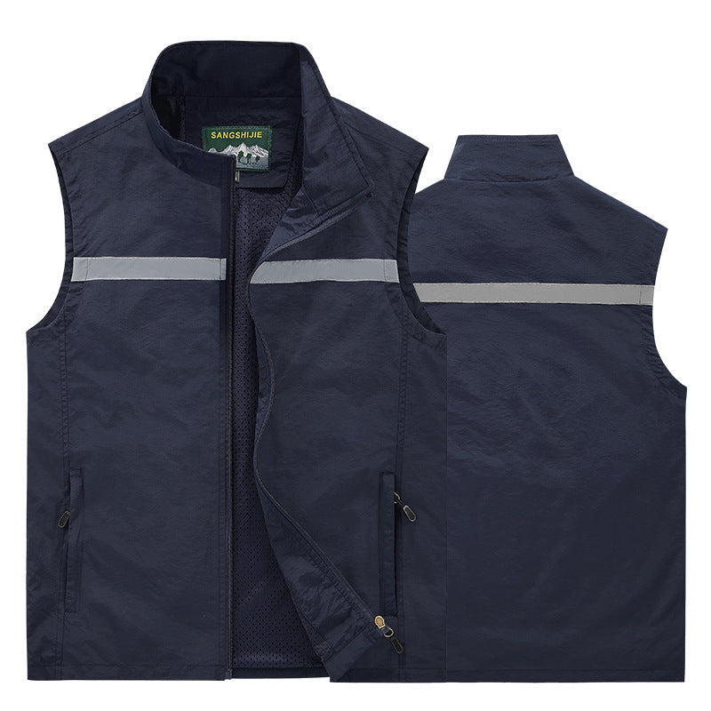 Men's Reflective Work and Safety Vest with Lightweight Mesh Lining Mune Fashion