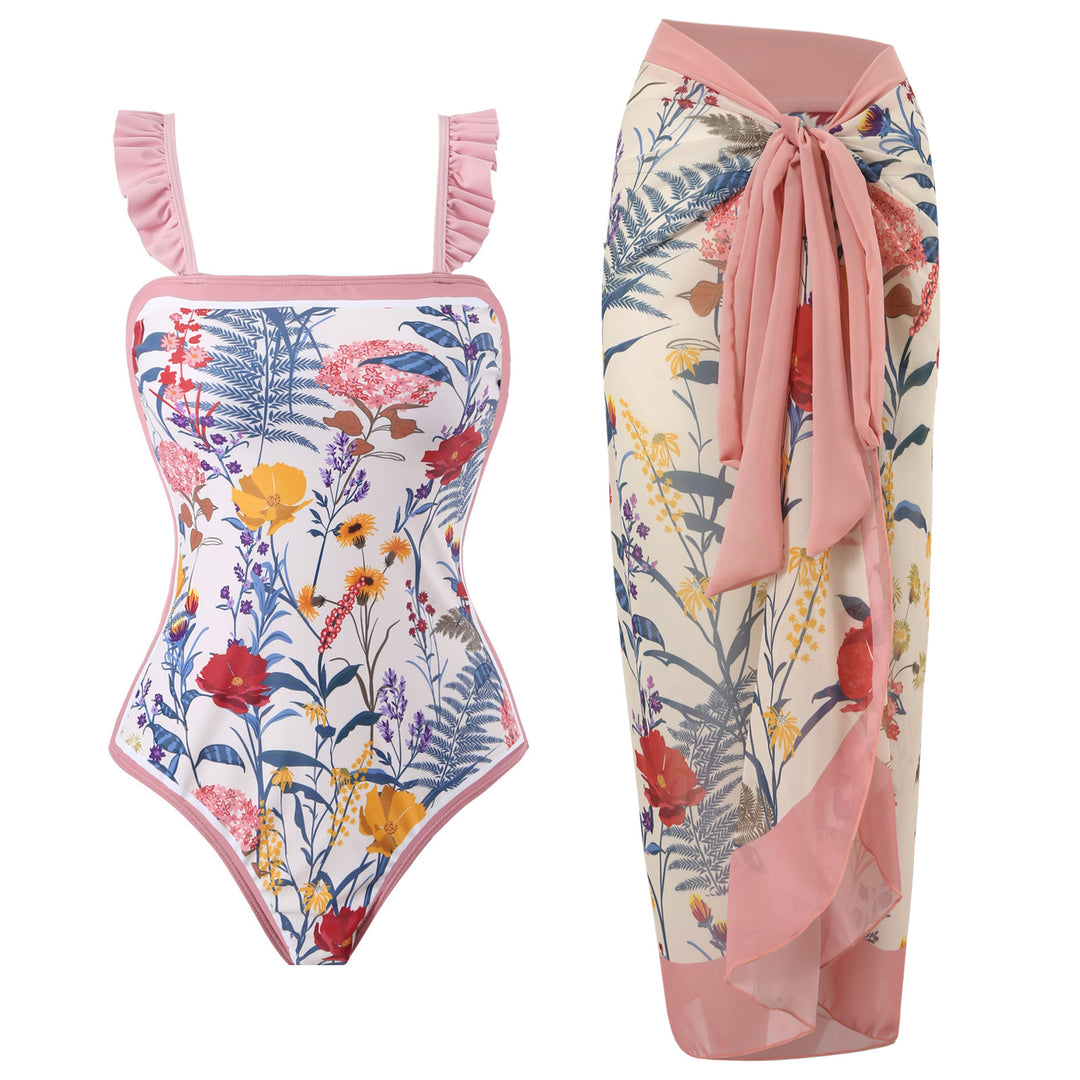 Women’s swimsuit dress with floral pattern and flaring skirt Mune Fashion