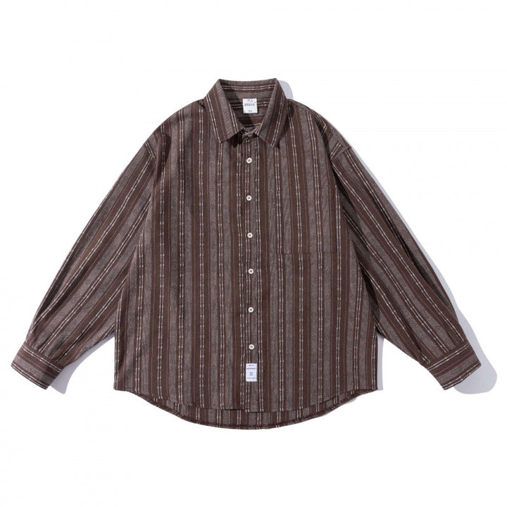 Men's oversized shirt in boxy cut with textured stripe pattern and rounded hem Mune Fashion