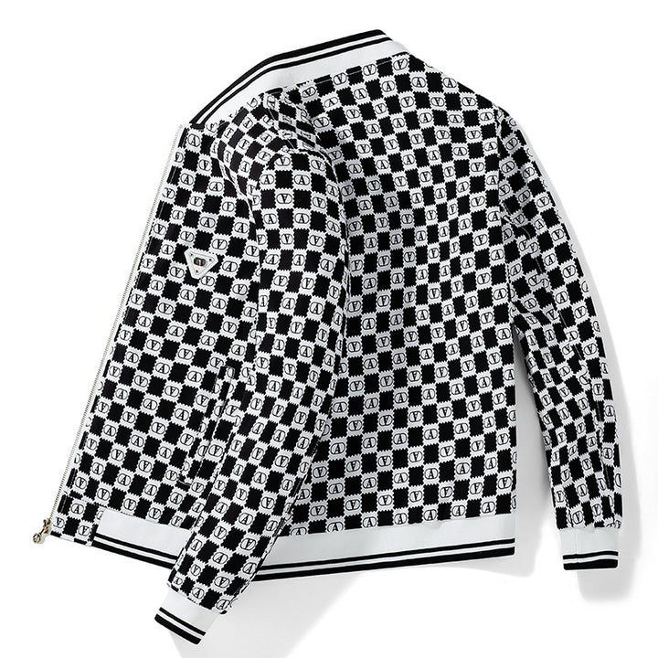 Men's bomber jacket with all-over monogram, zipper and ribbed cuffs Mune Fashion