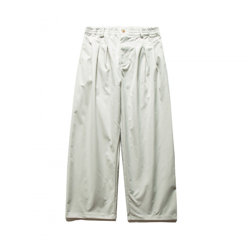 Unisex Wide Pleated Trousers with Elastic Waistband and Creases Mune Fashion
