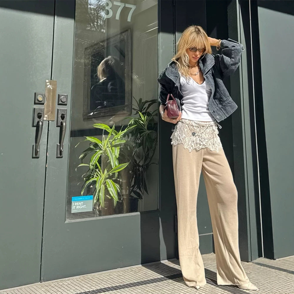 Ladies short-cut jeans jacket in stonewash look with oversized collar and zipper Mune Fashion