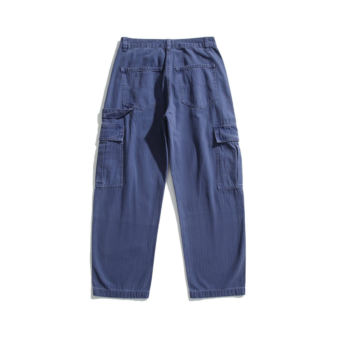Men's soft canvas cargo pants with multiple flap pockets and elastic ankle cuffs Mune Fashion