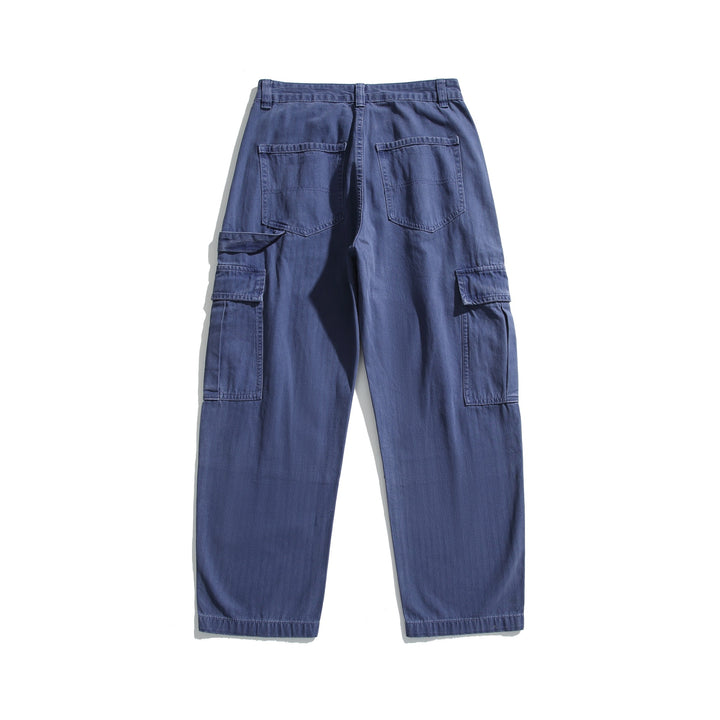 Men's soft canvas cargo pants with multiple flap pockets and elastic ankle cuffs Mune Fashion