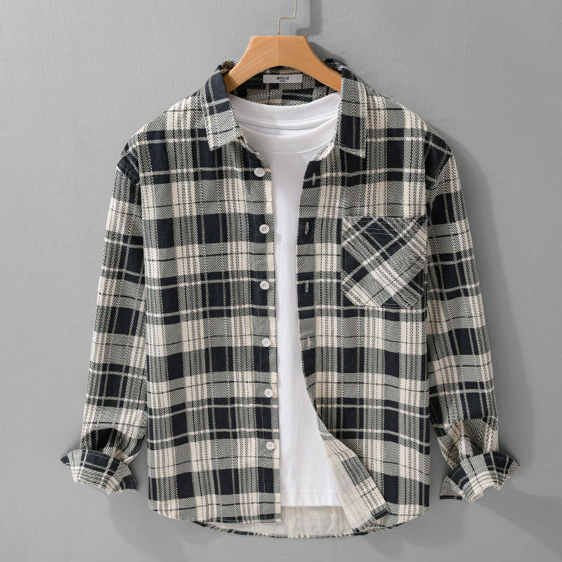Men's Rustic Check Over Shirt made of soft cotton flannel with a patch chest pocket Mune Fashion