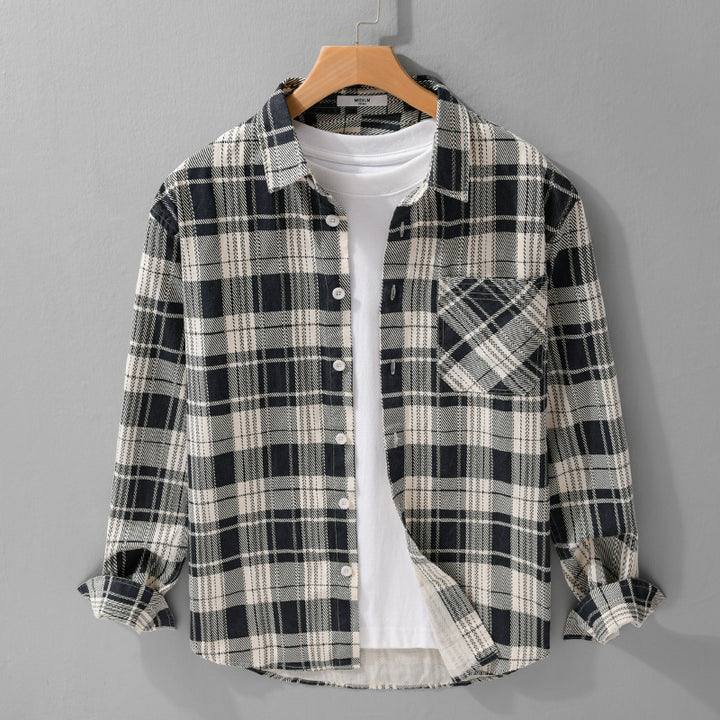 Men's Rustic Check Over Shirt made of soft cotton flannel with a patch chest pocket Mune Fashion