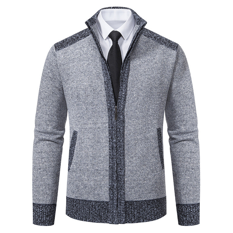 Men's structured knit cardigan with stand-up collar and full zip Mune Fashion