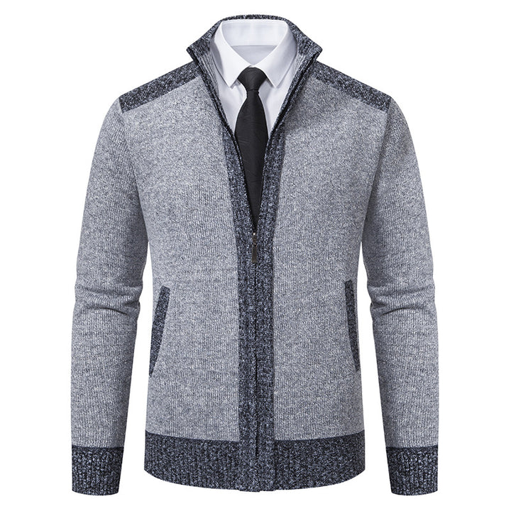 Men's structured knit cardigan with stand-up collar and full zip Mune Fashion